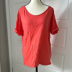 GAP Women’s Pink/Orange Relaxed Short Cuffed Sleeve Tee Sz XL